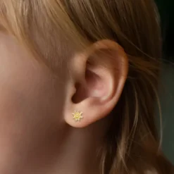 Pendientes Eguzkilore Plata Dorada 8mm