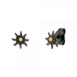 Pendientes Eguzkilore Plata Negra y Dorada 12mm