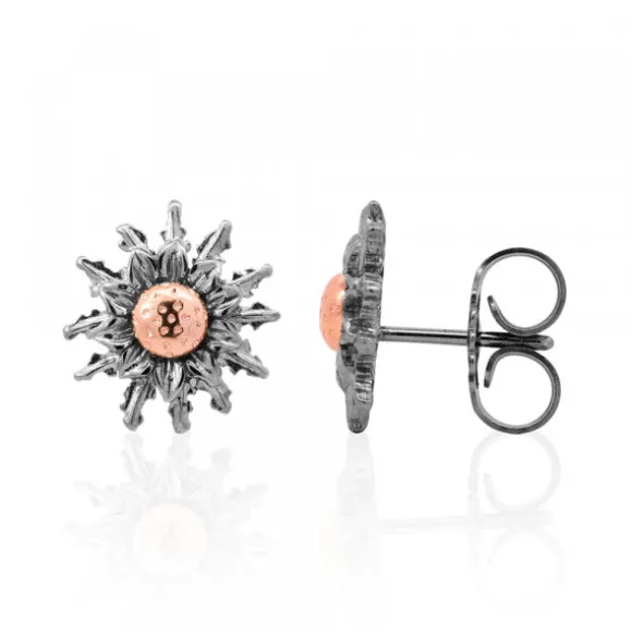 Pendientes Eguzkilore Rutenio y Rosa 14mm