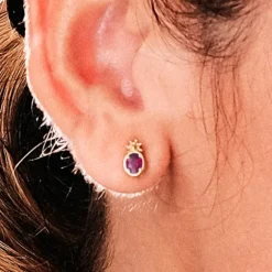 Pendientes Enea Oro Rosa y Rubí