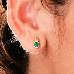 Pendientes Enea Oro y Esmeralda