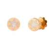 Pendientes Infantiles Redondos Oro Rosa y Esmalte 5mm