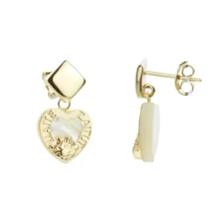 Pendientes Largos Corazón Maite Zaitut Plata Dorada