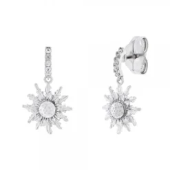 Pendientes Largos Eguzkilore Plata y Circonitas Blancas