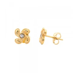 Pendientes Lauburu Berria Plata Dorada y Circonita