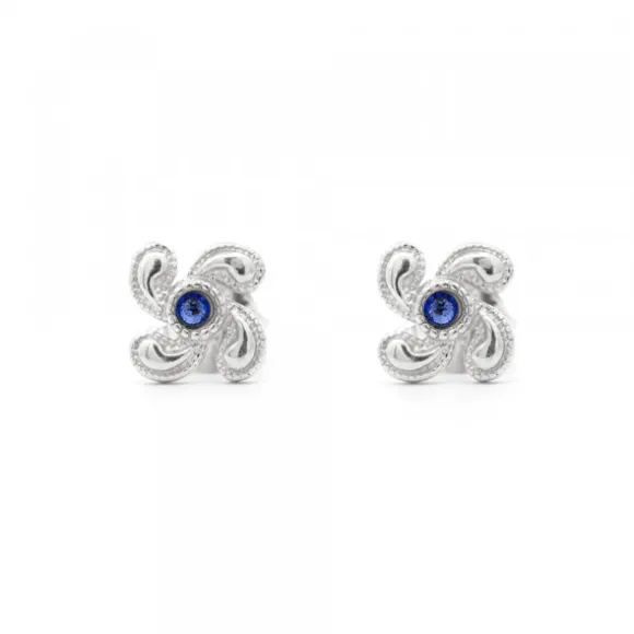 Pendientes Lauburu Berria Plata y Circonita Azul