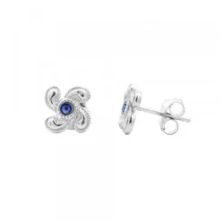 Pendientes Lauburu Berria Plata y Circonita Azul