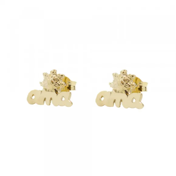 Pendientes Letras Ama Plata Dorada