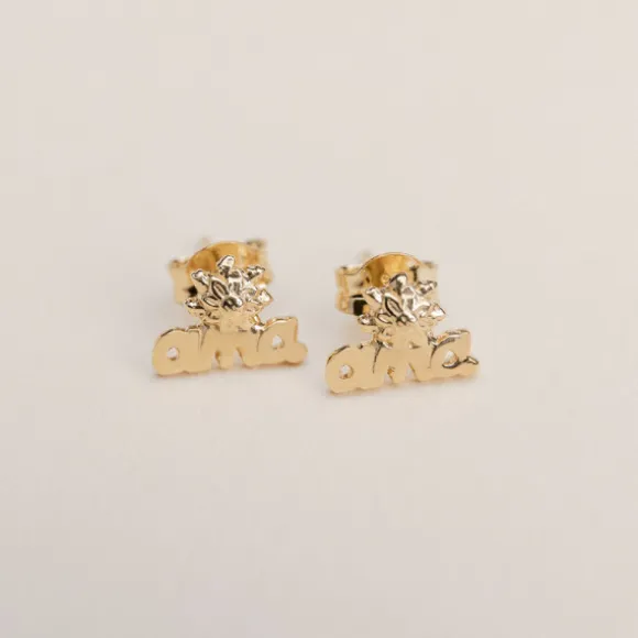 Pendientes Letras Ama Plata Dorada