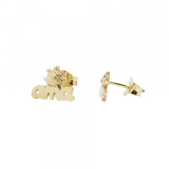 Pendientes Letras Ama Plata Dorada