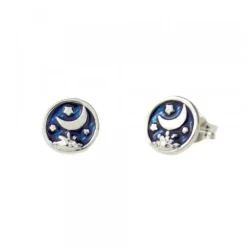 Pendientes Luna de Plata con Esmalte Azul