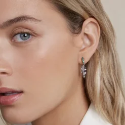 Pendientes Mari Rutenio y Circonitas Verdes