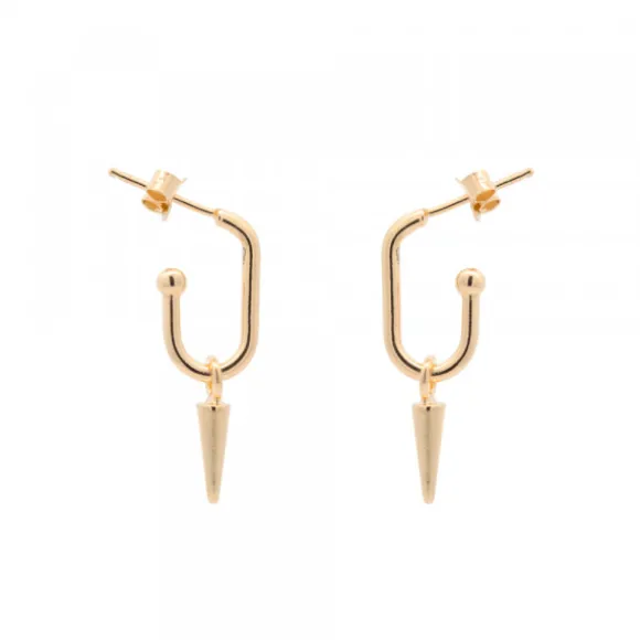 Pendientes Medio Eslabón Punk Plata Dorada 15mm