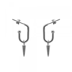 Pendientes Medio Eslabón Punk Plata Negra 15mm