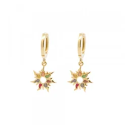 Pendientes Mountain Aro Plata Dorada Multicolor