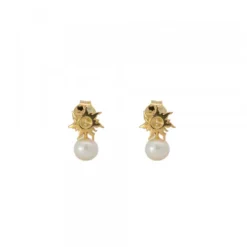 Pendientes Mountain de Plata Dorada con Perla