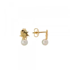 Pendientes Mountain de Plata Dorada con Perla