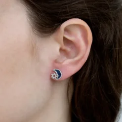 Pendientes Mountain Plata con Esmalte Azul