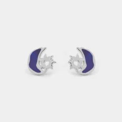 Pendientes Mountain Plata con Esmalte Azul