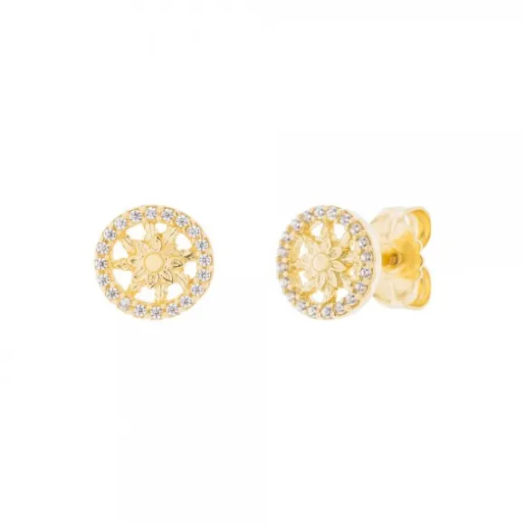 Pendientes Orla Plata Dorada y Circonitas