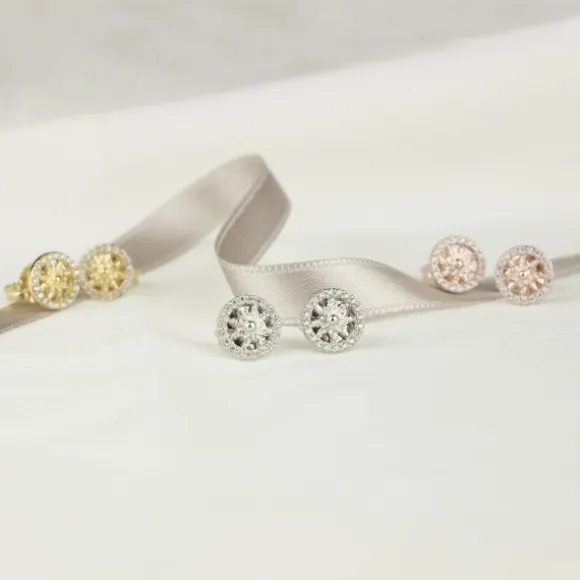 Pendientes Orla Plata Dorada y Circonitas