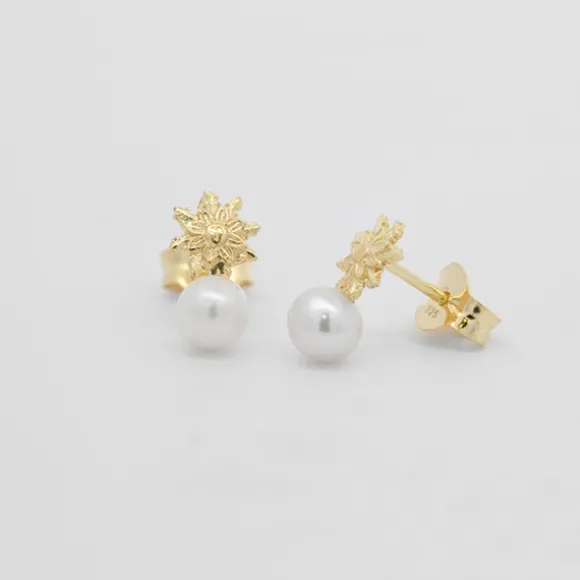 Pendientes Tú y Yo Plata Dorada y Perla 5mm