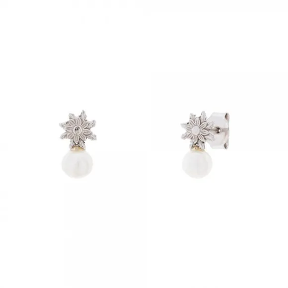 Pendientes Tú y Yo Plata y Perla 5mm