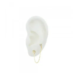 Piercing Cadena Plata Dorada y Circonita