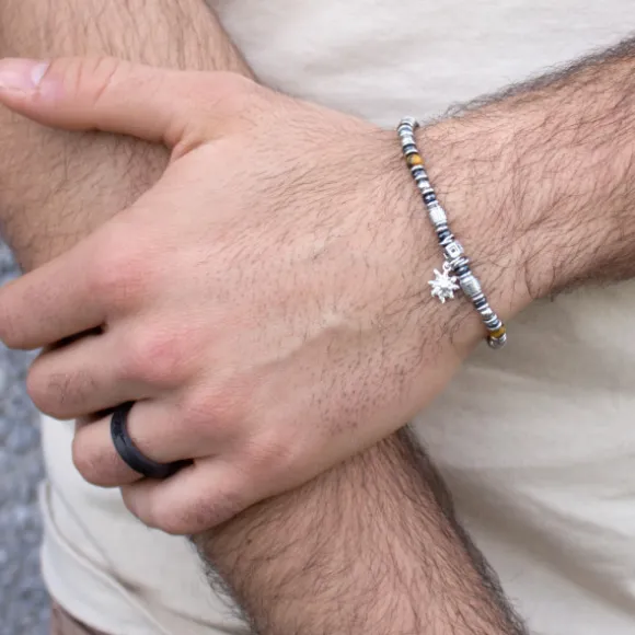 Pulsera Acero Cuentas Ojo de Tigre