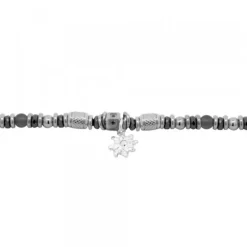 Pulsera Acero Cuentas Resina Negra