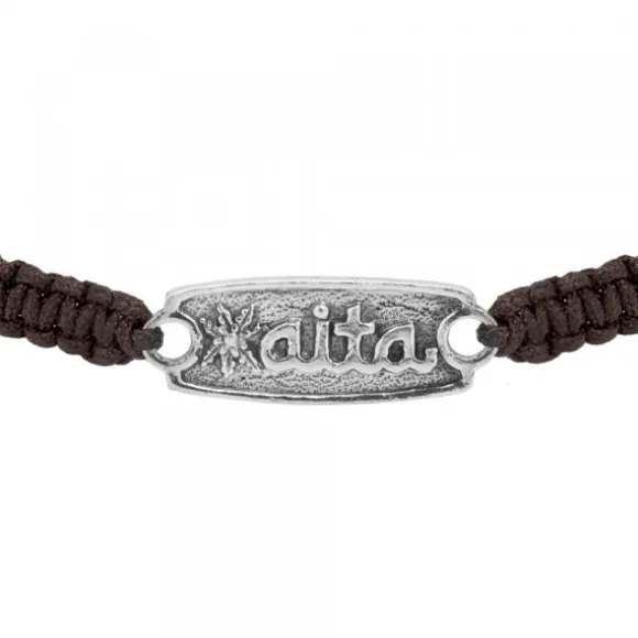 Pulsera Aita Marrón Plata Acabado Rústico