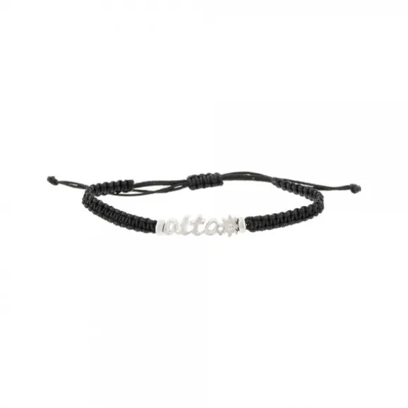 Pulsera Aita Plata con Cordón Negro