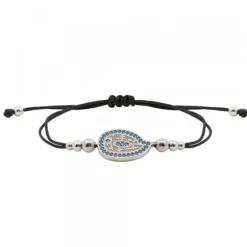 Pulsera Almendra Plata y Circonitas Azules