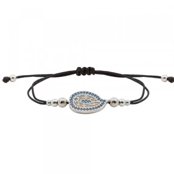 Pulsera Almendra Plata y Circonitas Azules