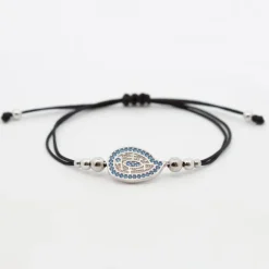 Pulsera Almendra Plata y Circonitas Azules