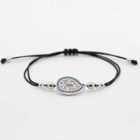 Pulsera Almendra Plata y Circonitas Azules