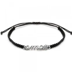 Pulsera Ama Plata Macramé Negro