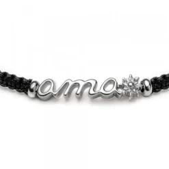 Pulsera Ama Plata Macramé Negro