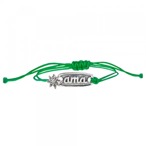 Pulsera Ama Verde Plata Rústica