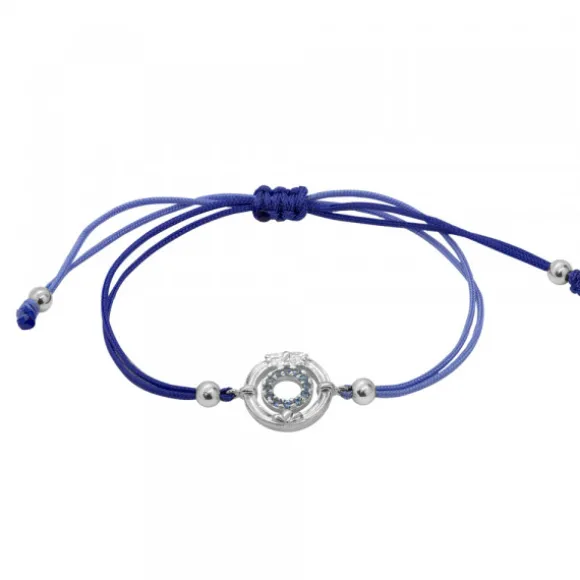 Pulsera Barandilla La Concha Plata y Circonitas Azules