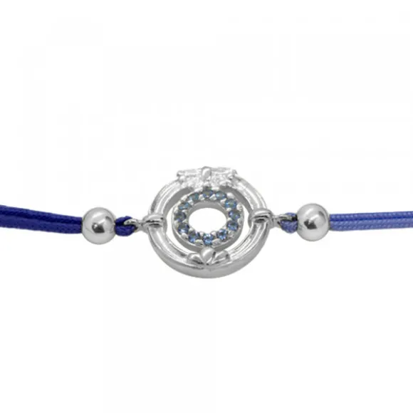 Pulsera Barandilla La Concha Plata y Circonitas Azules