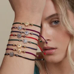 Pulsera Basic Colors Hilo Azul Plata Dorada