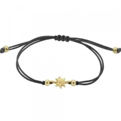 Pulsera Basic Negra Eguzkilore Plata Dorada