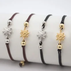 Pulsera Basic Negra Eguzkilore Plata Dorada