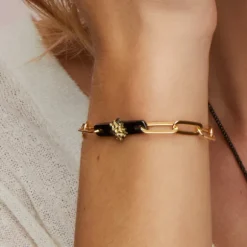 Pulsera Bayona Eslabones Plata Dorada y Rutenio