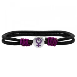 Pulsera Charm Símbolo Mujer Plata Esmalte Morado