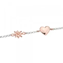 Pulsera Corazón y Eguzkilore de Plata Rosa