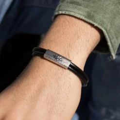 Pulsera Cuero y Chapa de Plata Eguzkilore