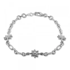 Pulsera de Plata con 3 Eguzkilore y Eslabones Grafilada