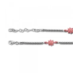 Pulsera de Plata con 3 Eguzkilore Rosas y Cadena Semirígida